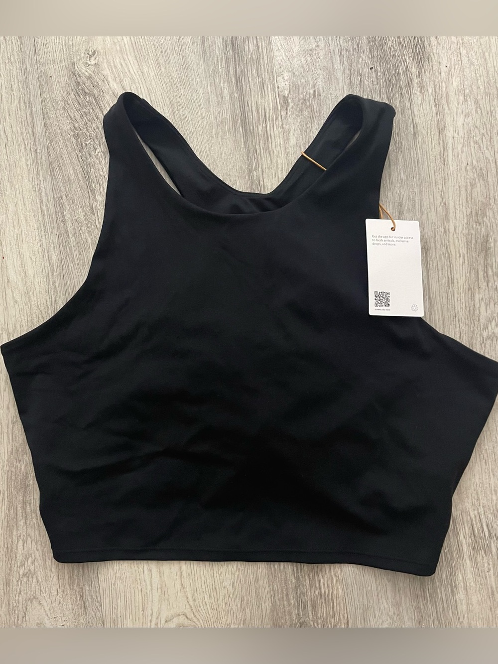 Quince Ultra-Form High-Neck Cropped Tank Top In Black Size XL NWT - Picture 5 of 10